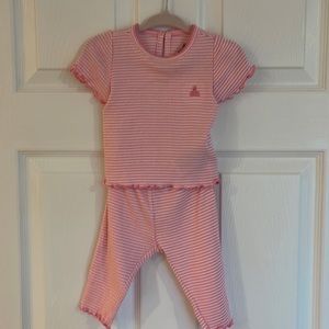 Baby Gap 3-6 months short sleeve matching set. Pink and white stripes.